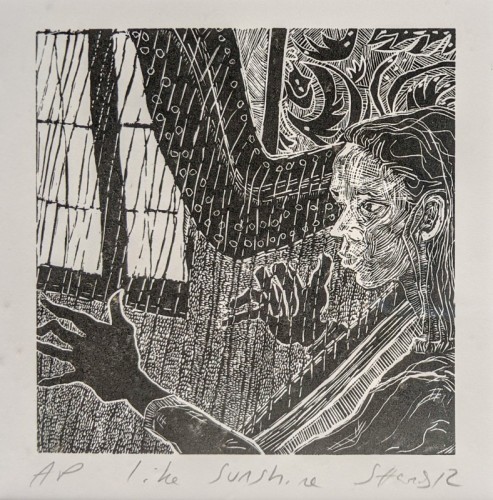 Sally Hands | Like Sunshine | wood engraving | 12 x 12cm | £80