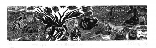 Sally Hands | Tulips & Chocolate |  wood engraving | 20x5cm | £90