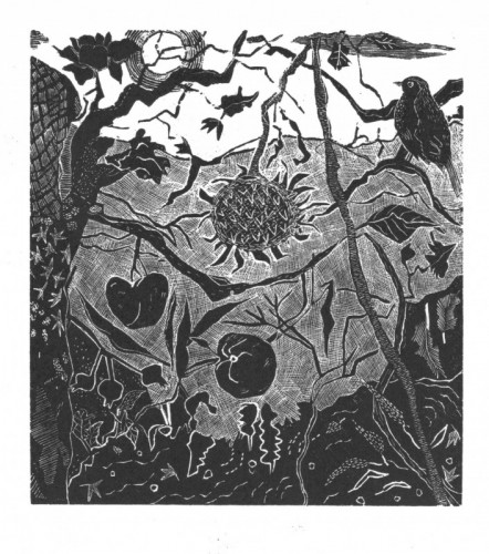 Sally Hands | Winter at Emily's | wood engraving | 12x11cm | £90