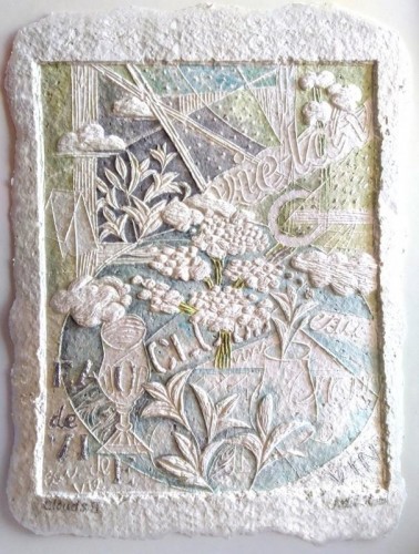 'Clouds', paper sculpture relief, approx paper size 36cms x 28cms 