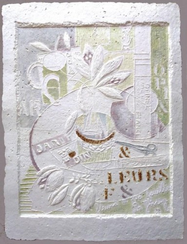'Le Jardin', paper sculpture relief, approx paper size 36cms x 28cms 