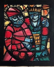 02 Falstaff and Henry V Design for stained glass Gouache 130 x 130cms