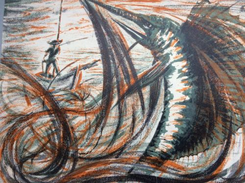 05 The Old Man and the Sea, by Hemingway Book Jacket Design (II) lithograph 300 x 420 cms
