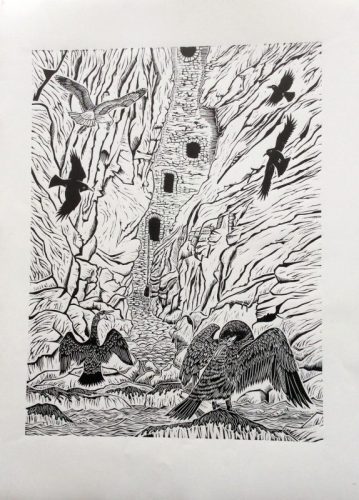 15 Alan Figg ‘Culver Hole 1’ Linocut 410 x 310mm