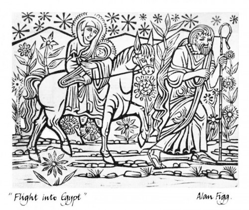 1967  “Flight into Egypt” linocut 190 x 145 mm