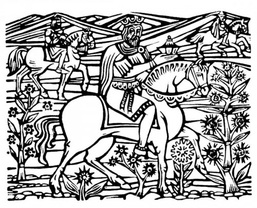 1968  “Balthazar, Caspar and Melchior” linocut 185 x 145 mm