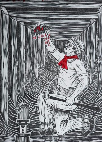23 Alan Figg ‘The Price of Coal’ Linocut 380 x 300mm