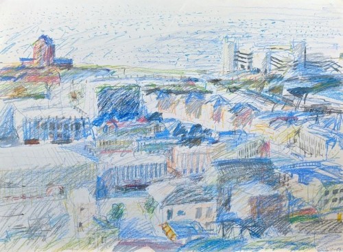 38 David Barron Swansea Bay 1, Sandfields Coloured pencil 56x76cm 