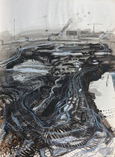 42 David Barron South Dock Clearance ink and oil pastel 79X56cm 