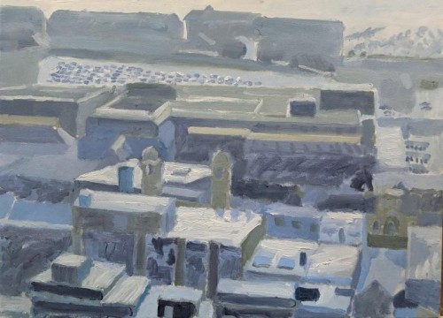 50 David Barron Oxford Street and The Carlton, Swansea acrylic on canvas 56x43cm 