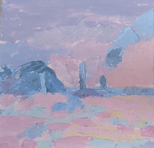 55 David Barron  Steelworks 1996 acrylic on board 20x20cm 