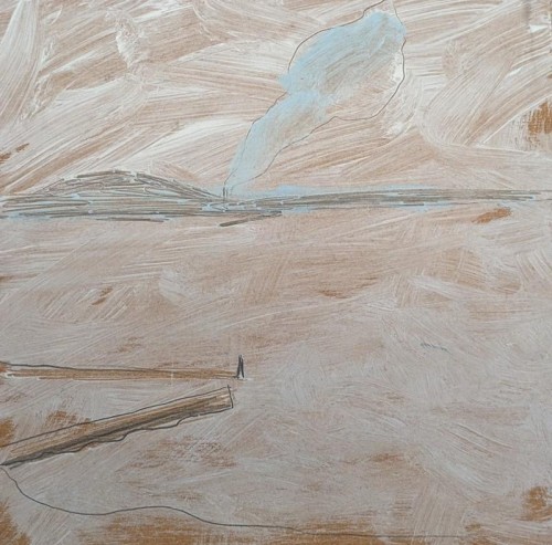 56 David Barron Jetties acrylic and pencil on board 1996 20x20cm 