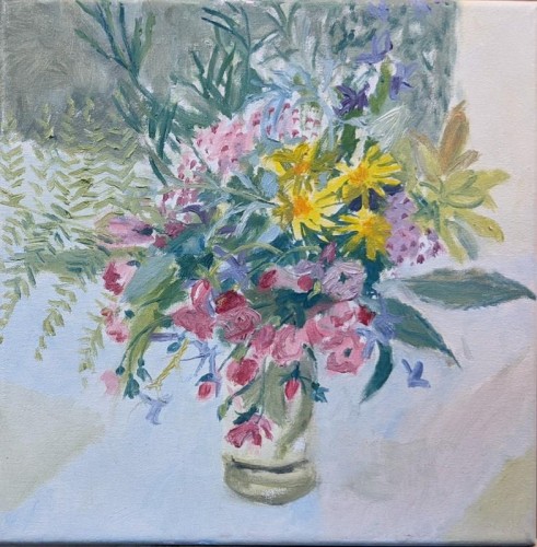 73 David Barron Bouquet [From Diana] oil on canvas  30x30cms