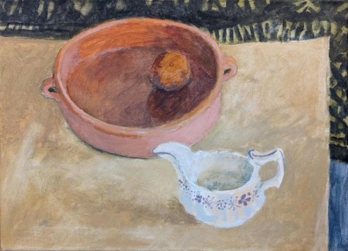 80 David Barron Earthenware Bowl and China Jug acrylic on canvas 38x51cms