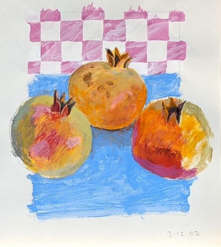 86 David Barron Pomegranates acrylic 28x23cms
