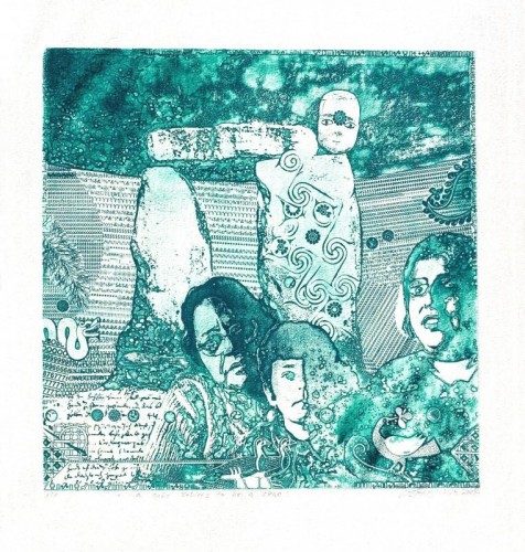 Afshar Malik 'A cube desires to be a cone' etching 2004  