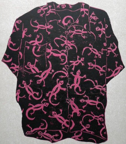 Alan Williams 'Gecko Shirt' linocut