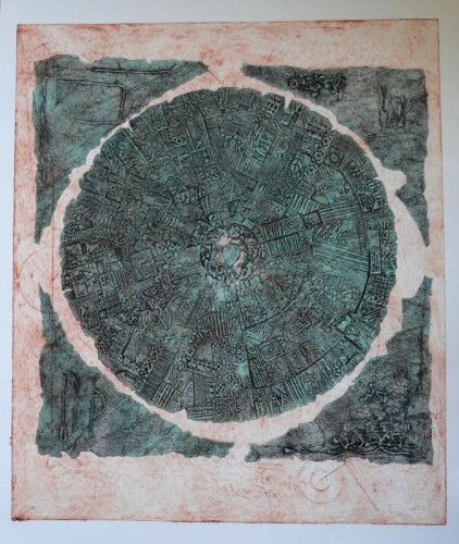 Alan Williams 'Phaistos Heart' Collagraph
