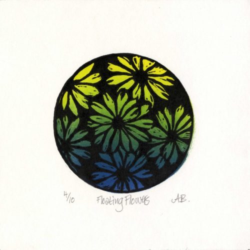 Ann-Bridges Floating-Flowers Linocut