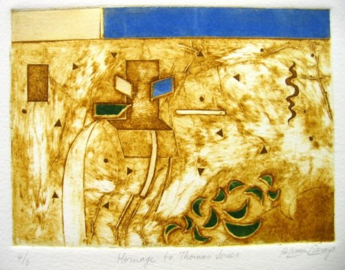 Bernard van Lierop 'Homage to Thomas Jones' collagraph