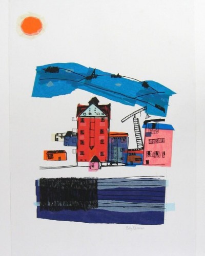 Billy Stillman 'Changing Swansea' screenprint and Chîne collé