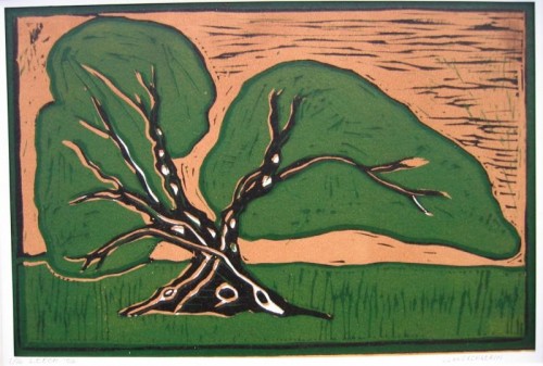 Don Leech 'Llanerchaeron' linocut