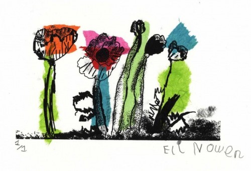 Elin Owen New Traditions in Print Llanrhidian School screenprint with Chîne collé