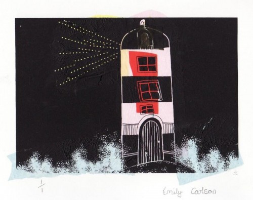 Emily Carlson New Traditions in Print Llanrhidian School screenprint with Chîne collé