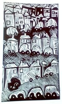 Gayle Rogers 'Uprhondda' Linocut