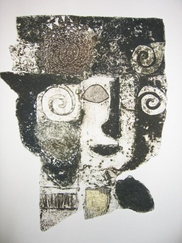 Glenys Cour 'Bloduewedd' collagraph