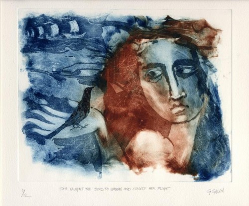 Graeme Galvin 'She taught the bird to speak' aquatint