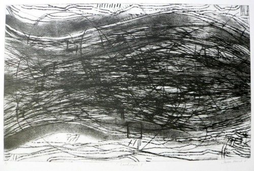 Imran Ahmad 'Landscape' etching 