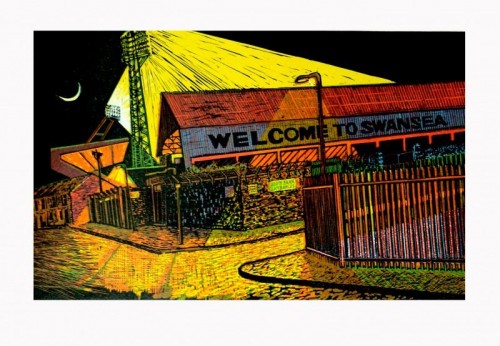 Jackie Ford 'Welcome to Swansea' linocut 