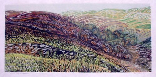 Judy Macklin 'Top Wittens' linocut