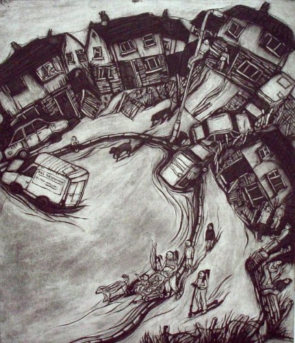 Kate Bassett 'Cul De Sac at Night II'  collagraph