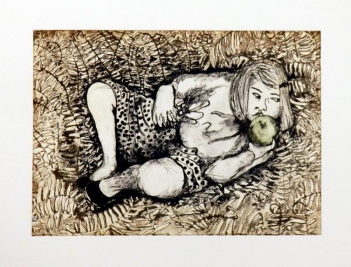 Lynne Bebb 'First taste of Cider' photopolyner intaglio 2