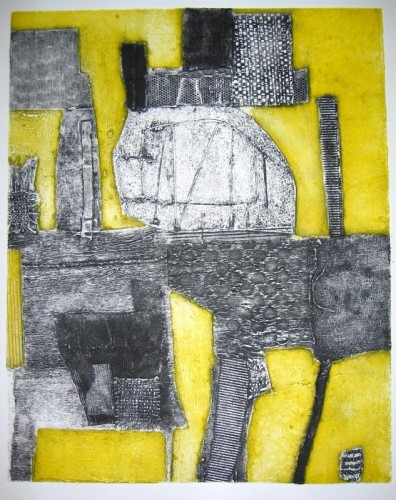 Nikki Cass 'Landlines' collagraph