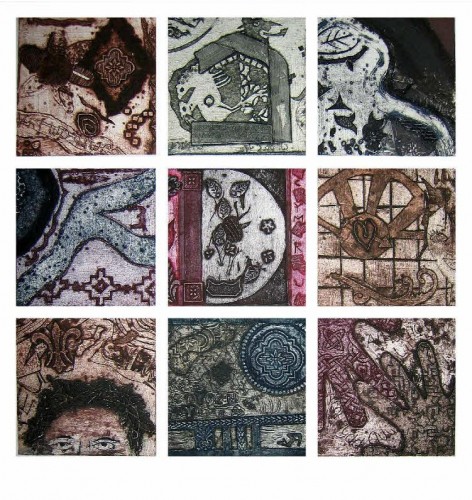 Ysgol Gyfun Gwr collagraph prints | S.M. Hayman, R. Simpson, S. Crowley, J Colfer, J. Davies, L. George, A Jones